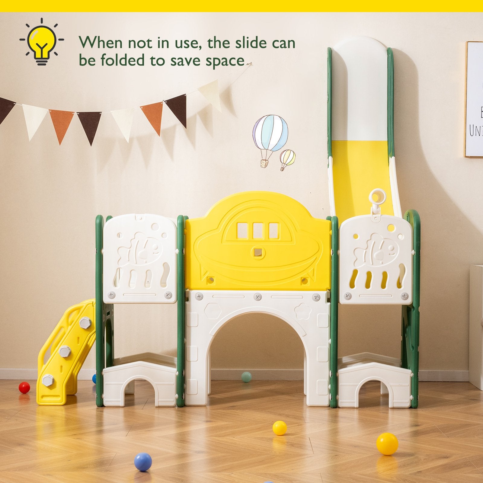 10 in 1 Toddler Slide Set Kids Slide and Climber Playset Indoor Playground, Yellow Climbers & Slides at Gallery Canada