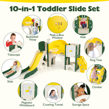 10 in 1 Toddler Slide Set Kids Slide and Climber Playset Indoor Playground, Yellow Climbers & Slides at Gallery Canada
