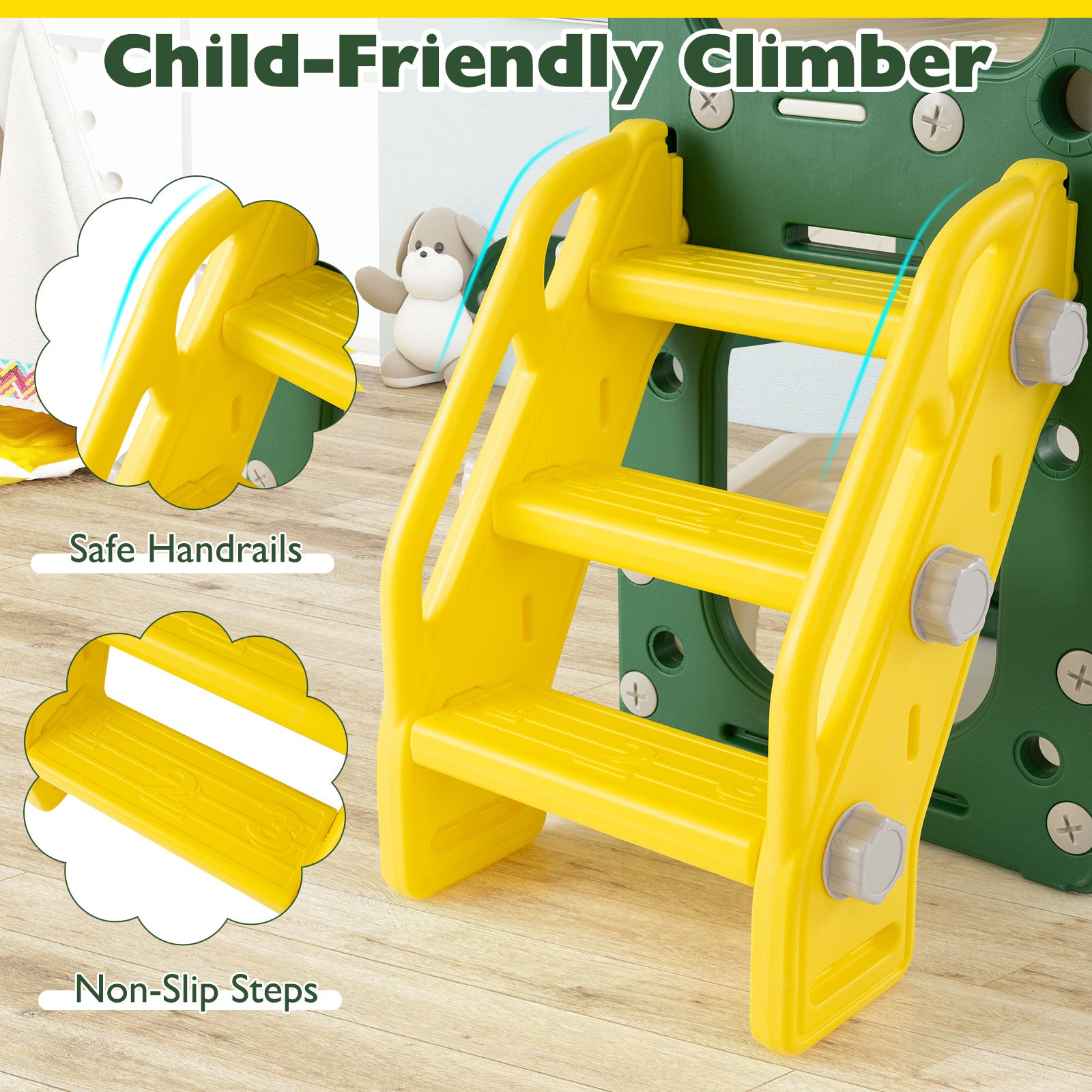 10 in 1 Toddler Slide Set Kids Slide and Climber Playset Indoor Playground, Yellow Climbers & Slides at Gallery Canada