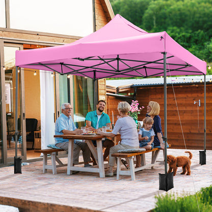 10 x 10 FT Outdoor Pop up Canopy Tent Easy Setup Gazebo Shelter with Wheeled Bag, Pink