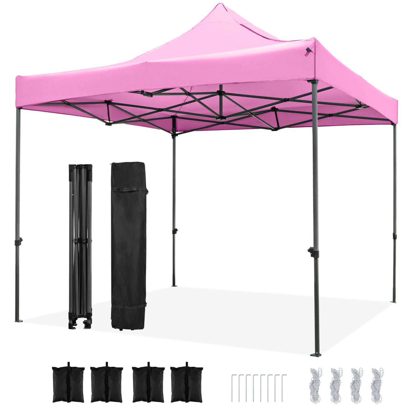 10 x 10 FT Outdoor Pop up Canopy Tent Easy Setup Gazebo Shelter with Wheeled Bag, Pink
