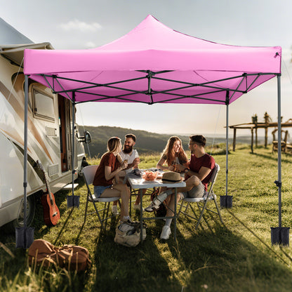10 x 10 FT Outdoor Pop up Canopy Tent Easy Setup Gazebo Shelter with Wheeled Bag, Pink