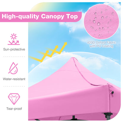 10 x 10 FT Outdoor Pop up Canopy Tent Easy Setup Gazebo Shelter with Wheeled Bag, Pink