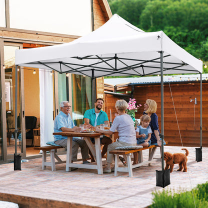 10 x 10 FT Outdoor Pop up Canopy Tent Easy Setup Gazebo Shelter with Wheeled Bag, White