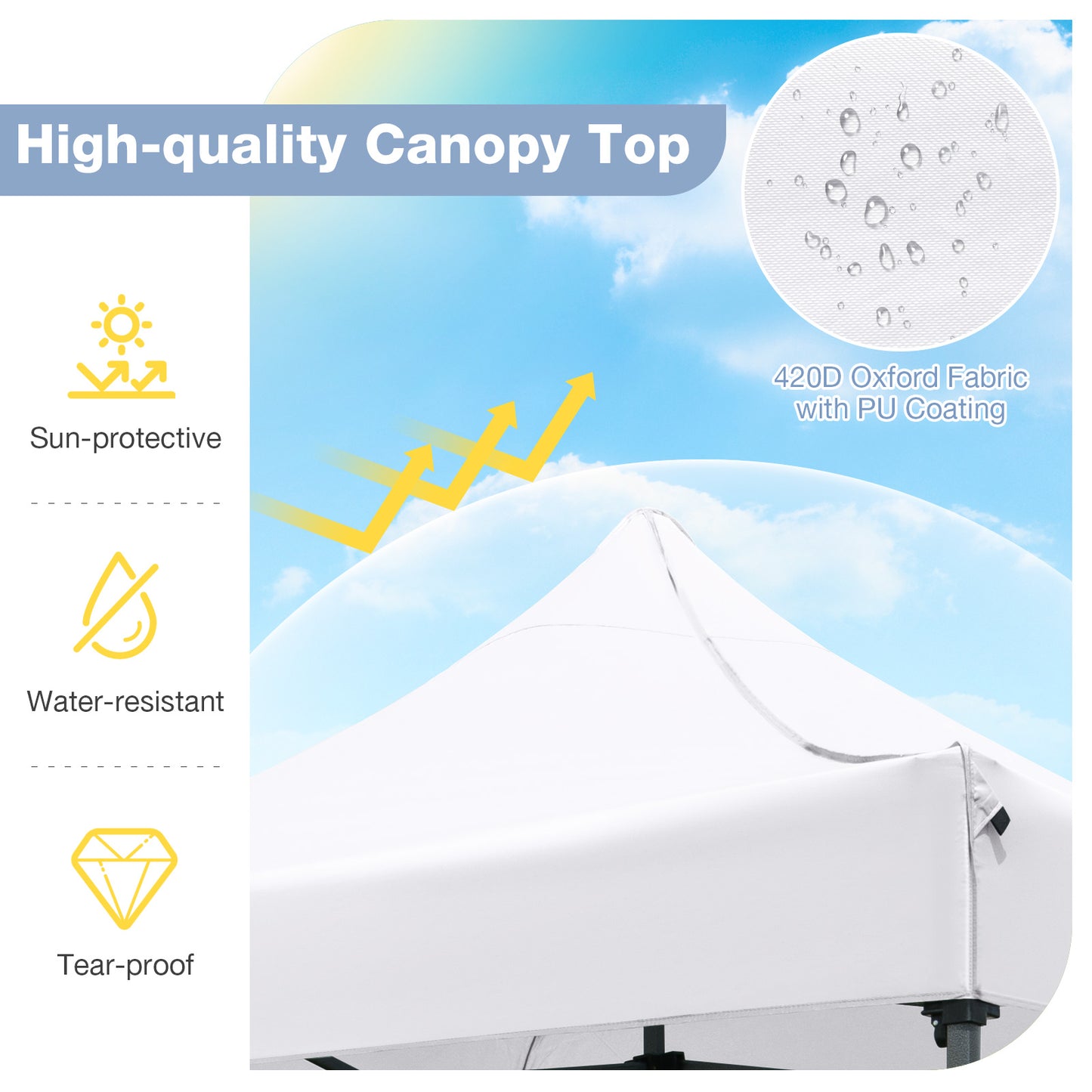 10 x 10 FT Outdoor Pop up Canopy Tent Easy Setup Gazebo Shelter with Wheeled Bag, White