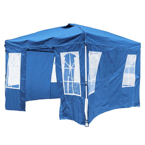 10x10 FT Pop Up Canopy Tent, 4 Sidewalls, Blue