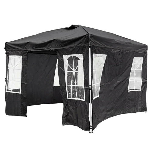 10x10 FT Pop Up Canopy Tent With 4 Sidewalls, Black