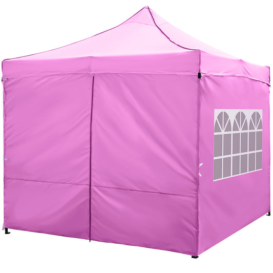 10 x 10 FT Pop up Canopy Tent with 4 Removable Sidewalls and Wheeled Bag, Pink Canopies Pink at Gallery Canada