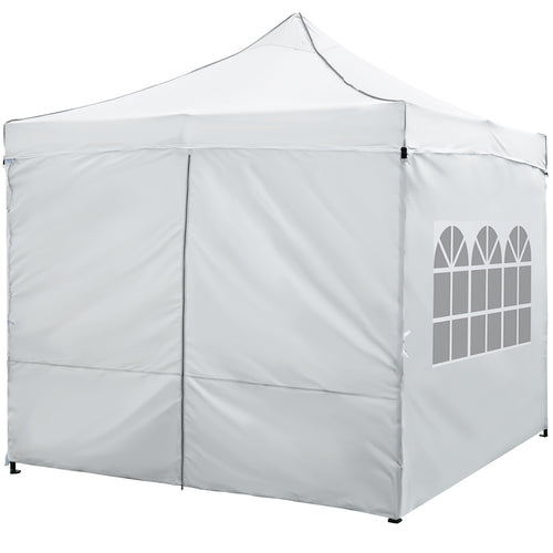 10 x 10 FT Pop Up Canopy Tent, 4 Removable Sidewalls, Wheeled Bag, White