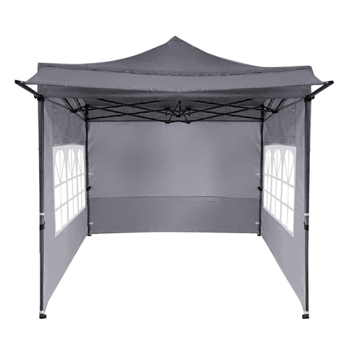 10 x 10 FT Pop Up Canopy Tent With Sidewalls, Awning, Gray