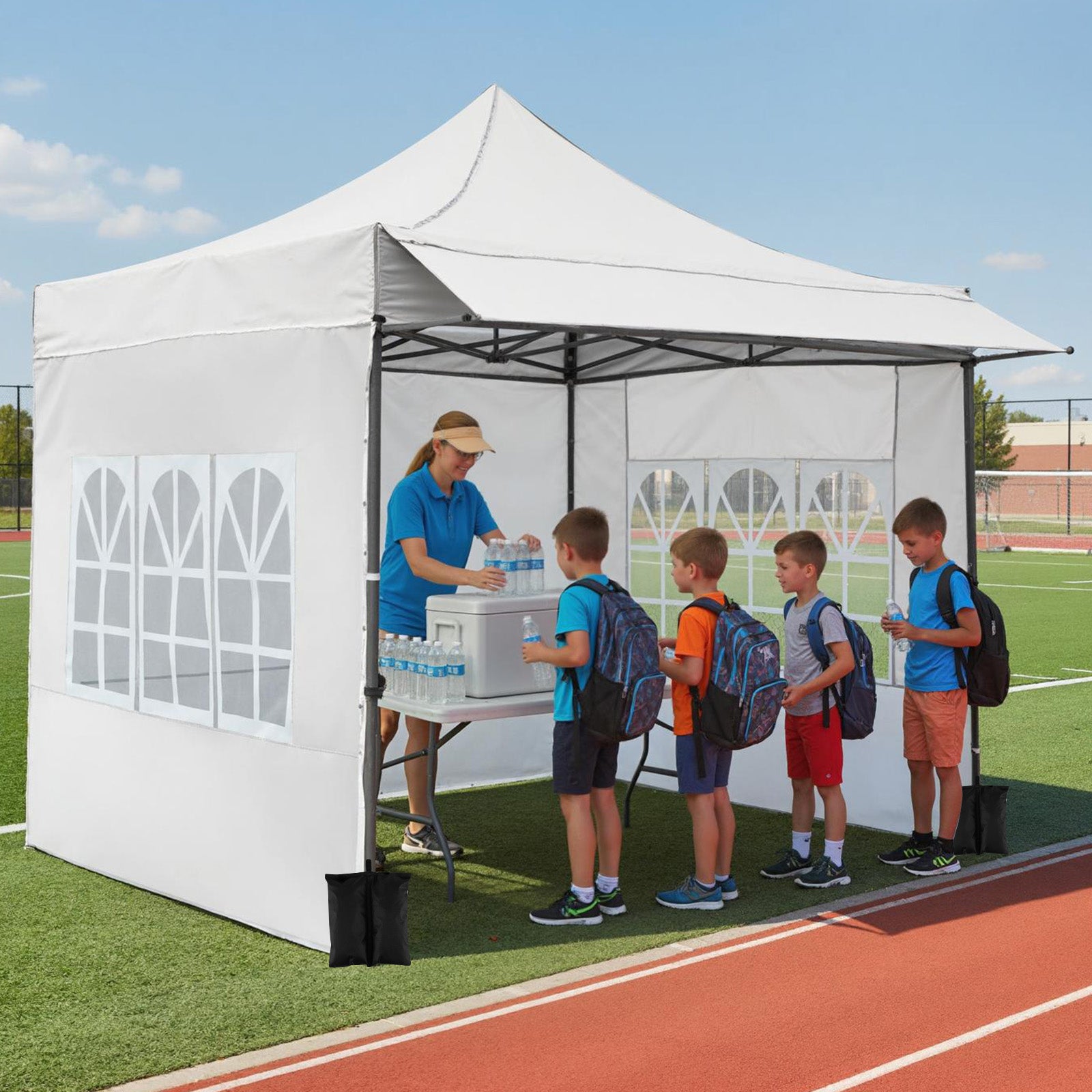 10 x 10 FT Pop Up Canopy Tent With Sidewalls, Awning, White Canopies at Gallery Canada
