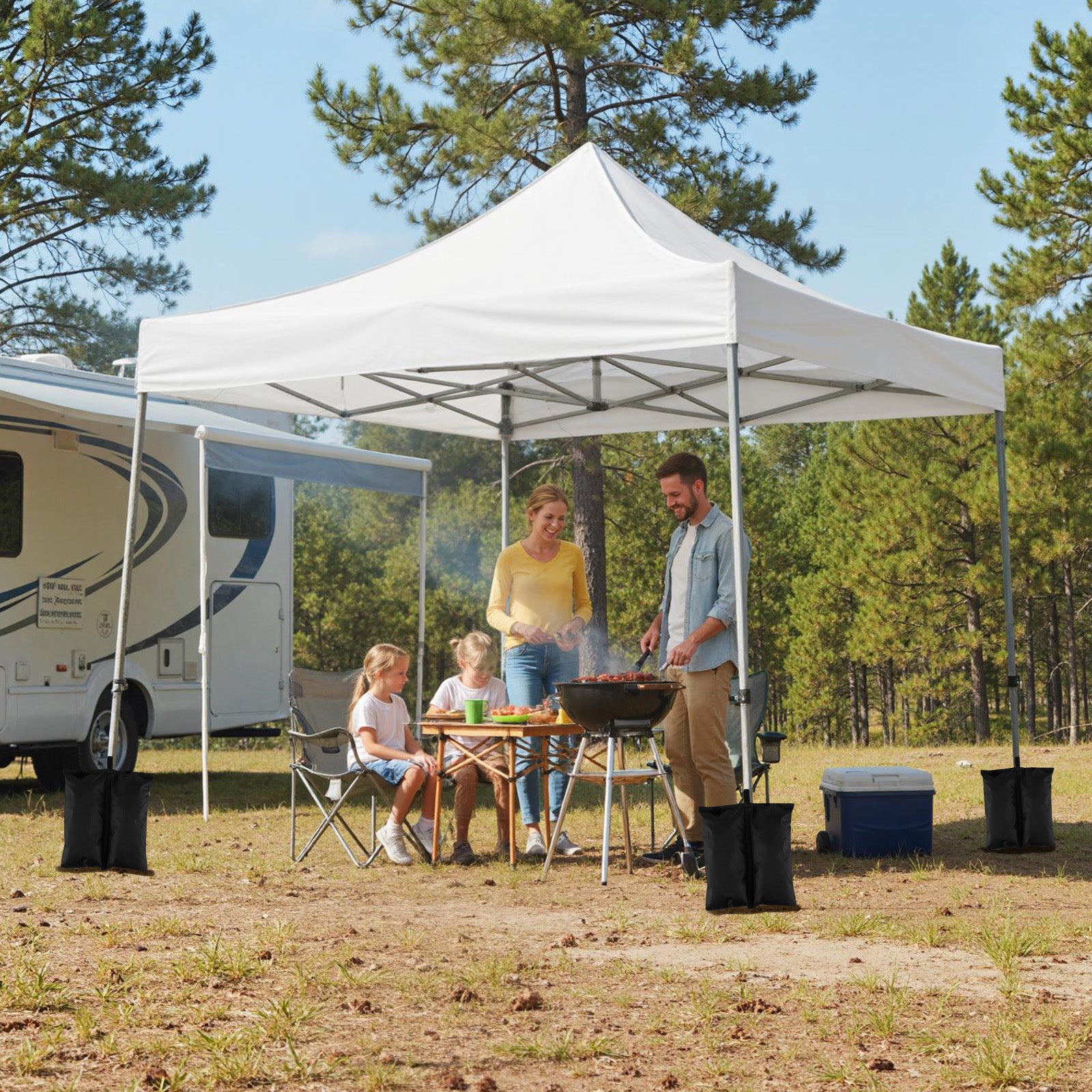 10 x 10 FT Pop Up Canopy Tent With Sidewalls, Awning, White Canopies at Gallery Canada