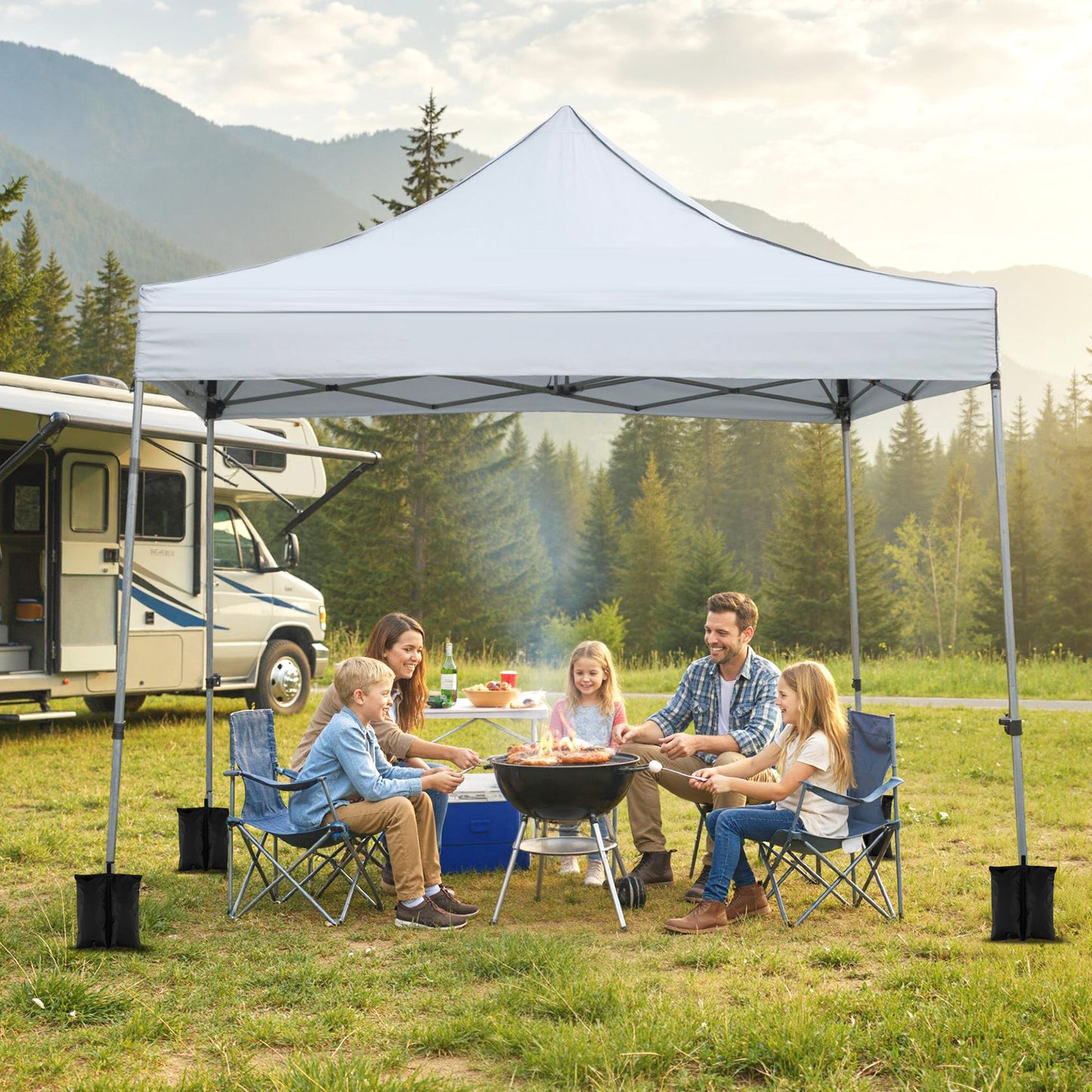 10 x 10 FT Pop Up Canopy Tent With Sidewalls, Awning, Gray Canopies at Gallery Canada