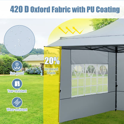 10 x 10 FT Pop Up Canopy Tent With Sidewalls, Awning, Gray Canopies at Gallery Canada