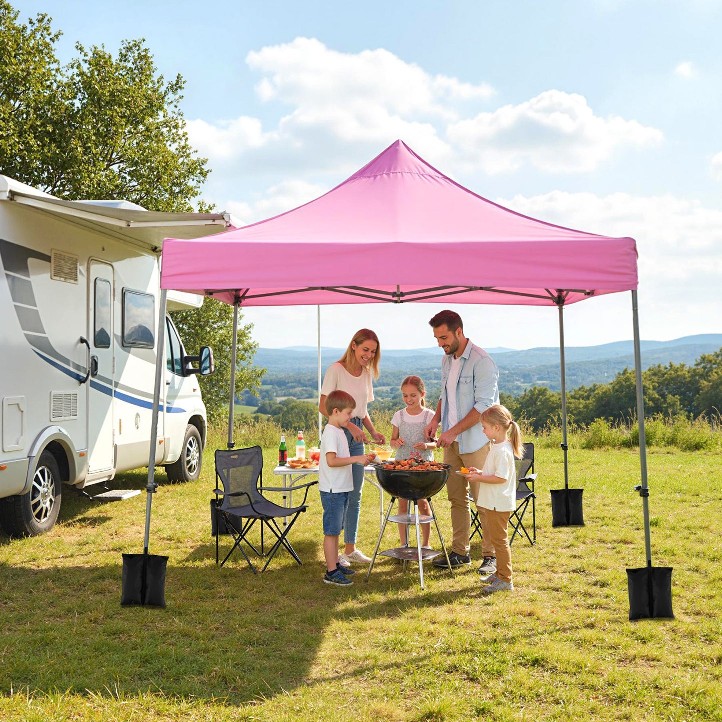 10 x 10 FT Pop Up Canopy Tent With Sidewalls, Awning, Pink Canopies at Gallery Canada