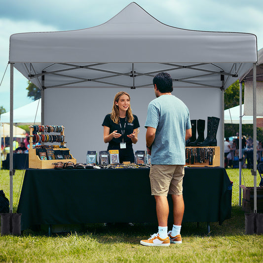 10 x 10 FT Pop Up Canopy Tent, 4 Removable Sidewalls, Wheeled Bag, Gray Canopies Gray at Gallery Canada