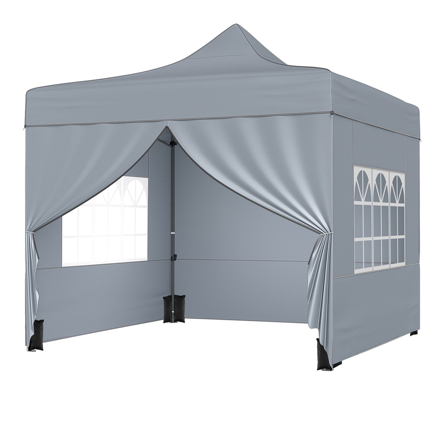 10 x 10 FT Pop Up Canopy Tent, 4 Removable Sidewalls, Wheeled Bag, Gray Canopies at Gallery Canada