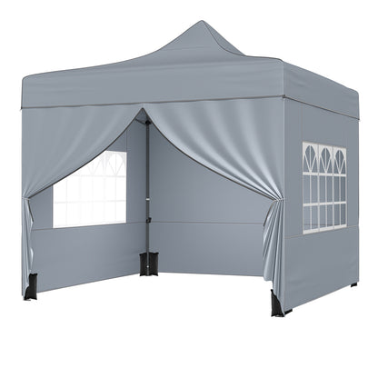 10 x 10 FT Pop Up Canopy Tent, 4 Removable Sidewalls, Wheeled Bag, Gray Canopies at Gallery Canada
