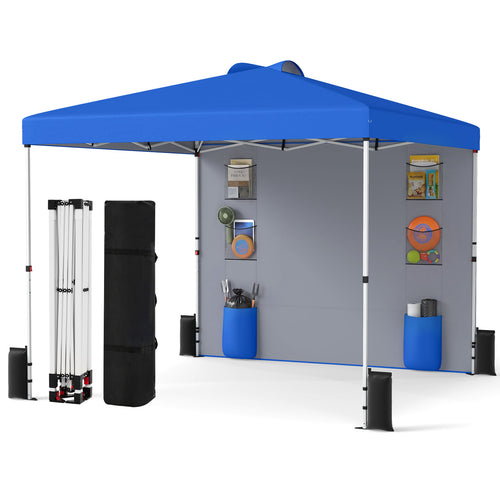 10x10 FT Pop Up Canopy Tent With Sidewalls, Blue