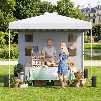10 x 10 FT Pop Up Canopy Tent, Sidewall 6 Pockets, Instant Setup Gazebo, White Canopies at Gallery Canada
