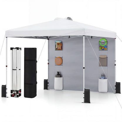 10 x 10 FT Pop Up Canopy Tent, Sidewall 6 Pockets, Instant Setup Gazebo, White Canopies White at Gallery Canada