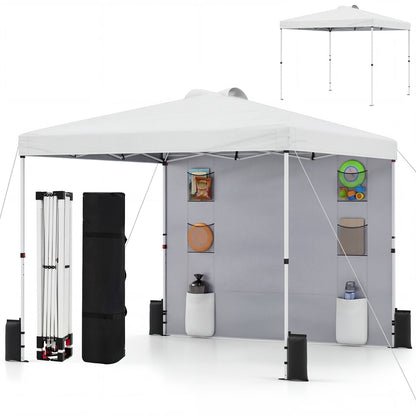 10 x 10 FT Pop Up Canopy Tent, Sidewall 6 Pockets, Instant Setup Gazebo, White Canopies at Gallery Canada