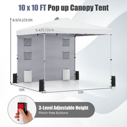 10 x 10 FT Pop Up Canopy Tent, Sidewall 6 Pockets, Instant Setup Gazebo, White Canopies at Gallery Canada