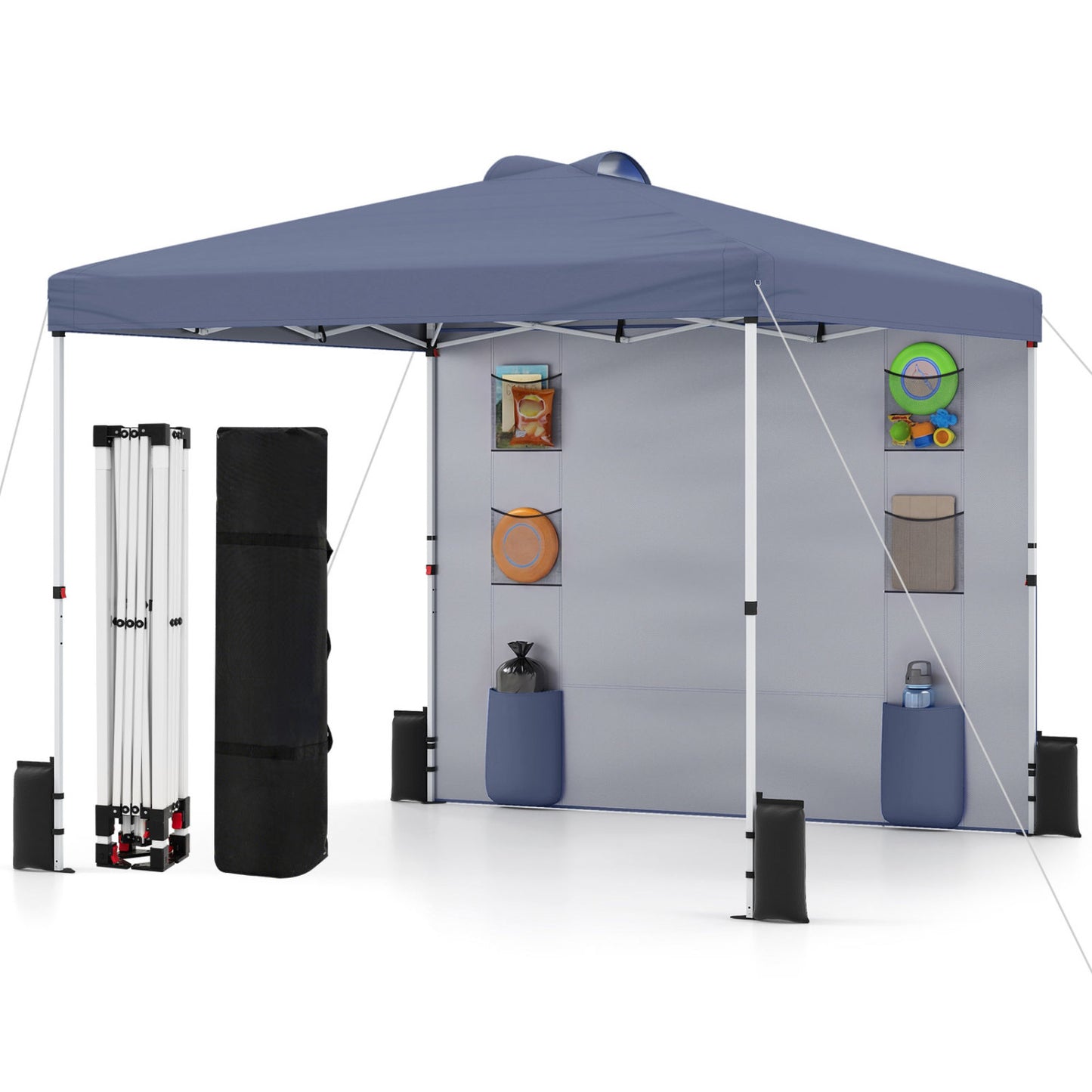 10x10 FT Pop Up Canopy Tent With Sidewall, 6 Pockets, Gray Canopies at Gallery Canada