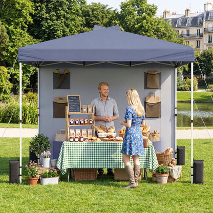 10x10 FT Pop Up Canopy Tent With Sidewall, 6 Pockets, Gray Canopies at Gallery Canada