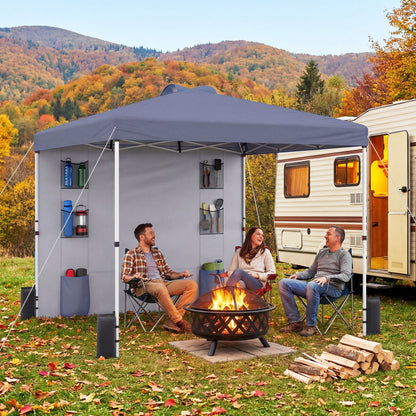 10x10 FT Pop Up Canopy Tent With Sidewall, 6 Pockets, Gray Canopies at Gallery Canada