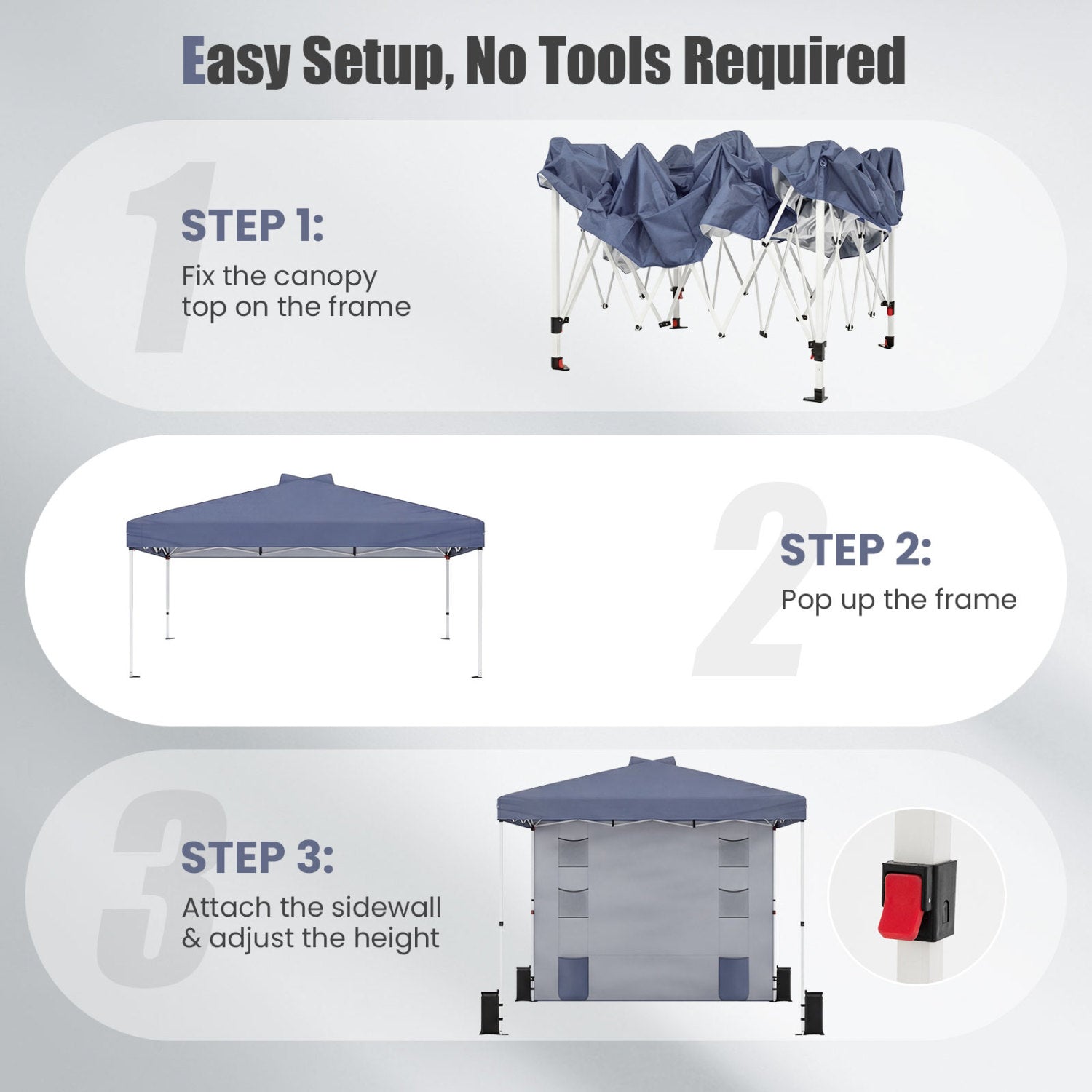 10x10 FT Pop Up Canopy Tent With Sidewall, 6 Pockets, Gray Canopies at Gallery Canada