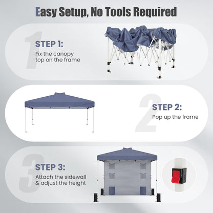 10x10 FT Pop Up Canopy Tent With Sidewall, 6 Pockets, Gray Canopies at Gallery Canada