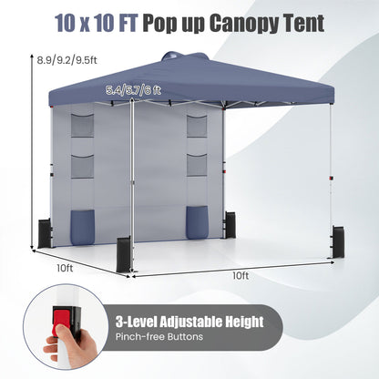 10x10 FT Pop Up Canopy Tent With Sidewall, 6 Pockets, Gray Canopies at Gallery Canada