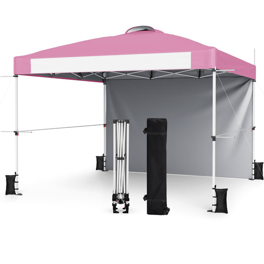 10 x 10 Feet Foldable Pop-Up Canopy, With Roller Bag, Pink Canopies Pink at Gallery Canada