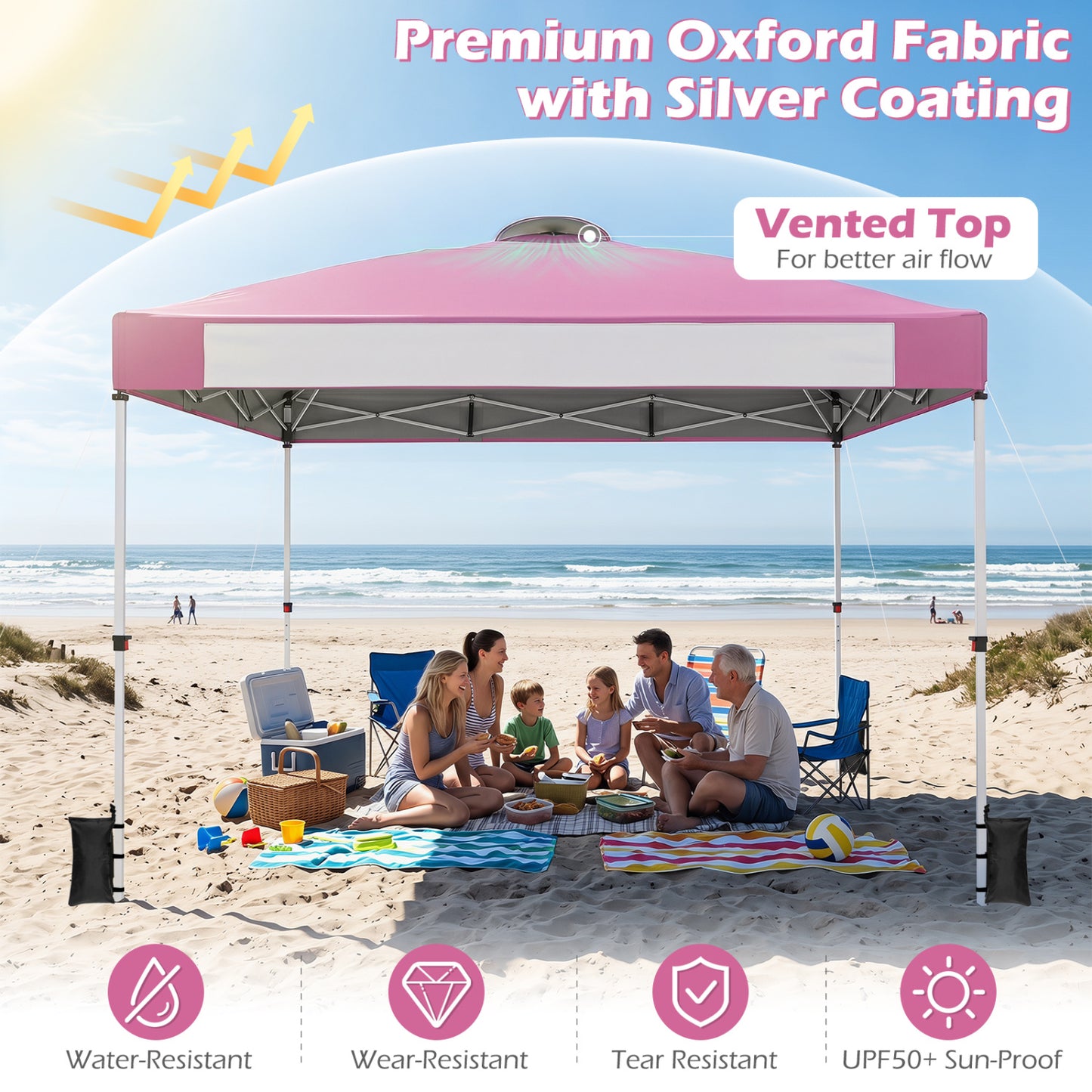 10 x 10 Feet Foldable Pop-Up Canopy, With Roller Bag, Pink Canopies at Gallery Canada