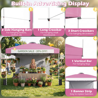 10 x 10 Feet Foldable Pop-Up Canopy, With Roller Bag, Pink Canopies at Gallery Canada