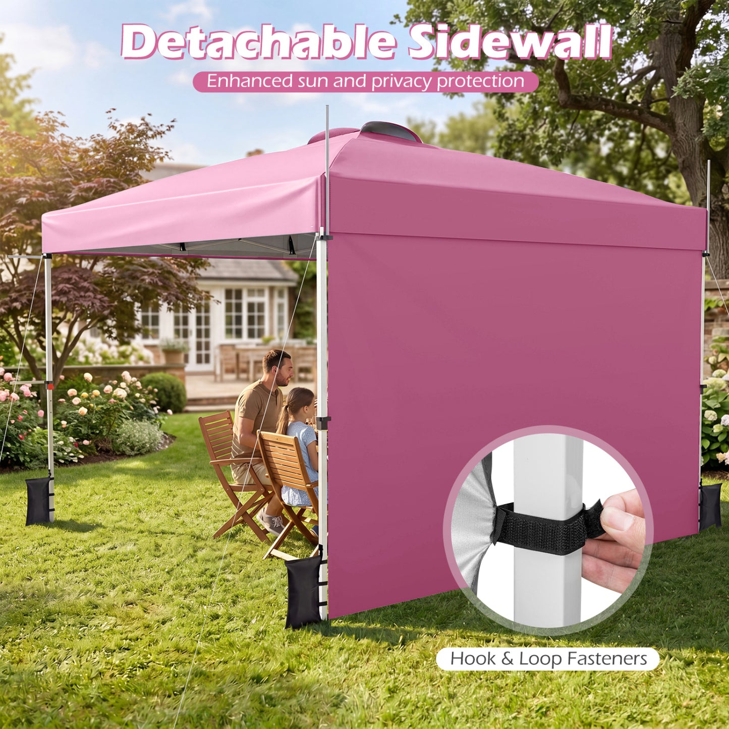 10 x 10 Feet Foldable Pop-Up Canopy, With Roller Bag, Pink Canopies at Gallery Canada