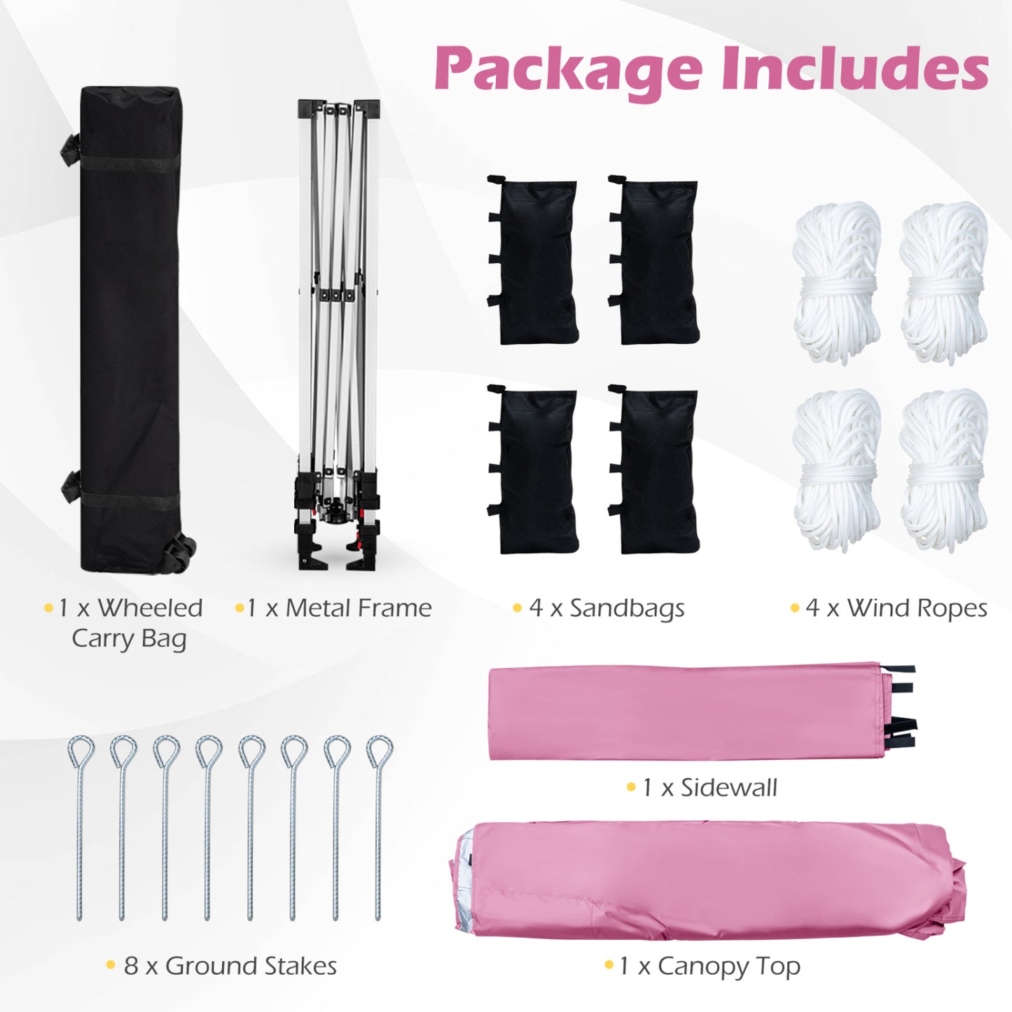 10 x 10 Feet Foldable Pop-Up Canopy, With Roller Bag, Pink Canopies at Gallery Canada