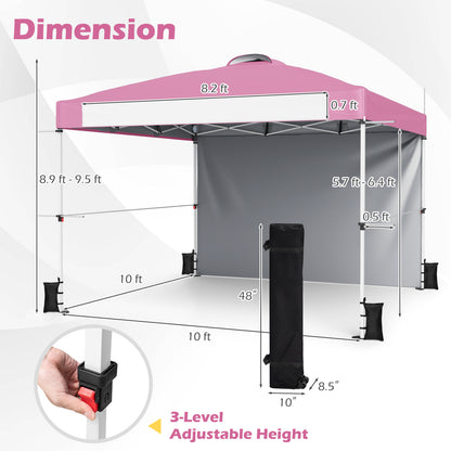 10 x 10 Feet Foldable Pop-Up Canopy, With Roller Bag, Pink Canopies at Gallery Canada