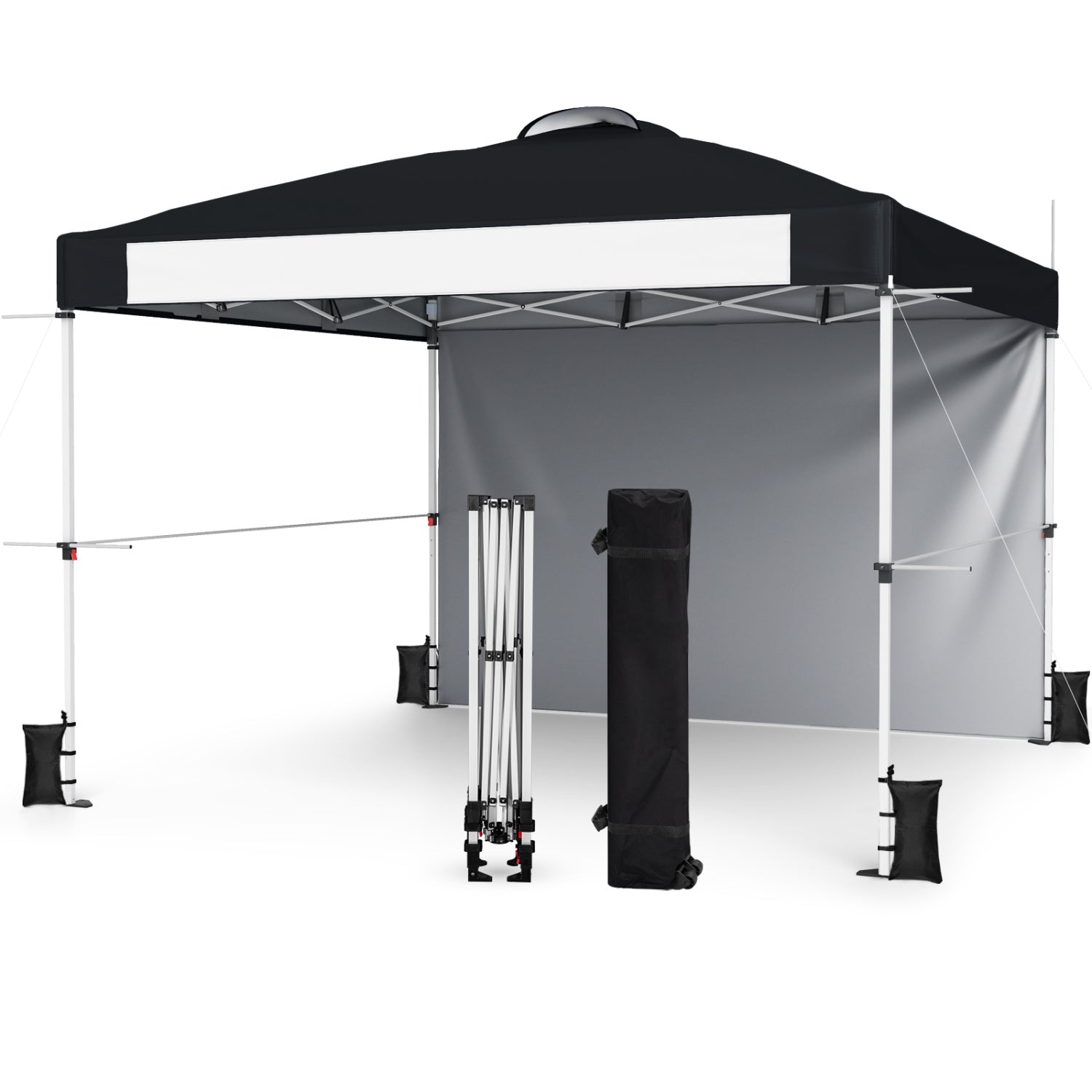 10 x 10 Ft Foldable Pop-Up Canopy With Roller Bag, Black Canopies Black at Gallery Canada
