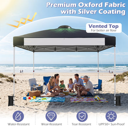 10 x 10 Ft Foldable Pop-Up Canopy With Roller Bag, Black
