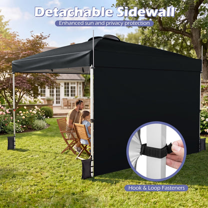 10 x 10 Ft Foldable Pop-Up Canopy With Roller Bag, Black