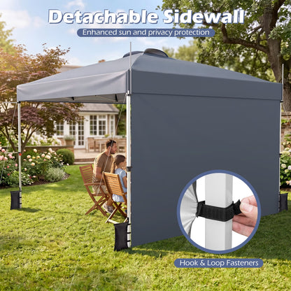 10 x 10 Feet Foldable Commercial Pop-up Canopy with Roller Bag and Banner Strip, Gray