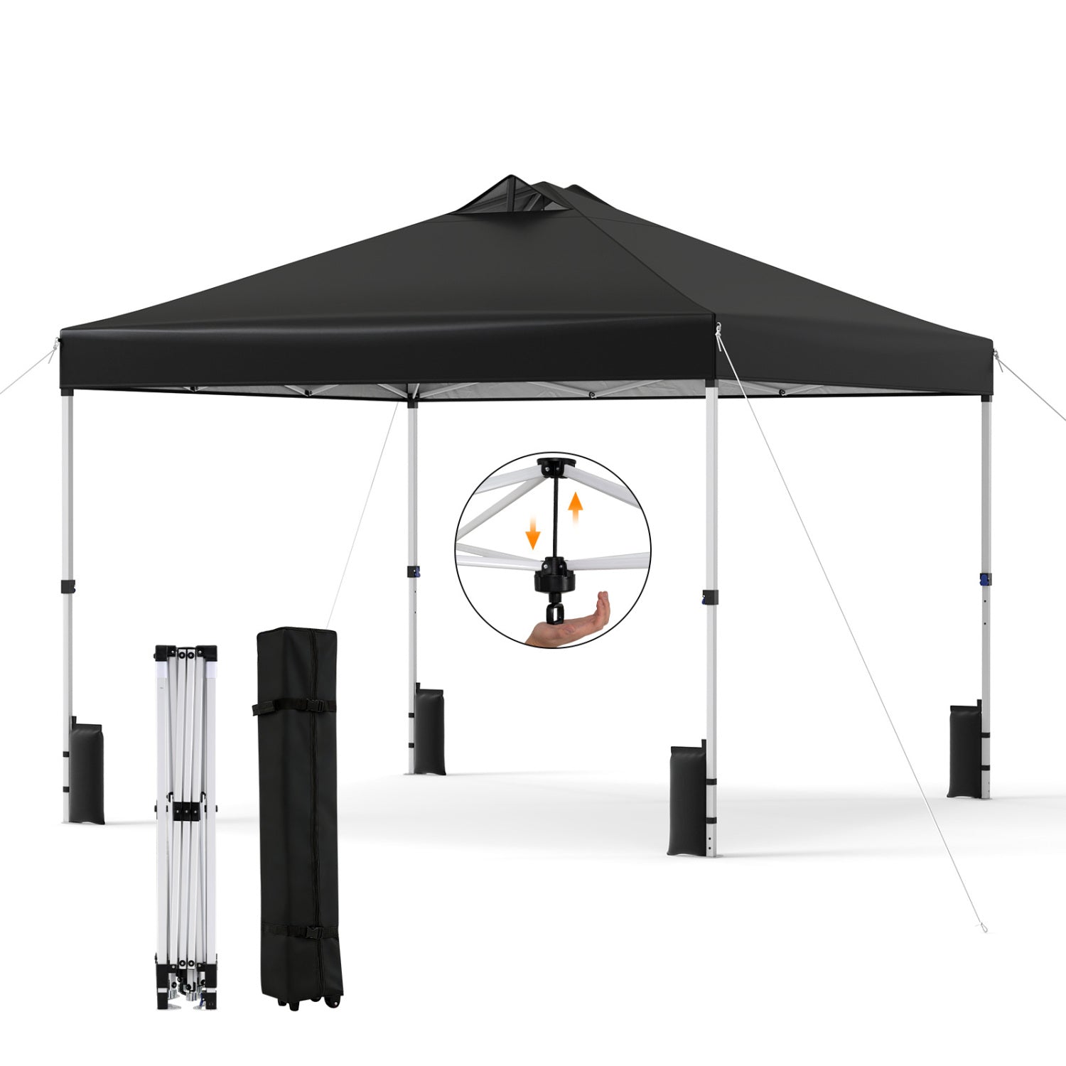 10 x 10 Feet Outdoor Commercial Pop Up Canopy Tent, Black Canopies at Gallery Canada