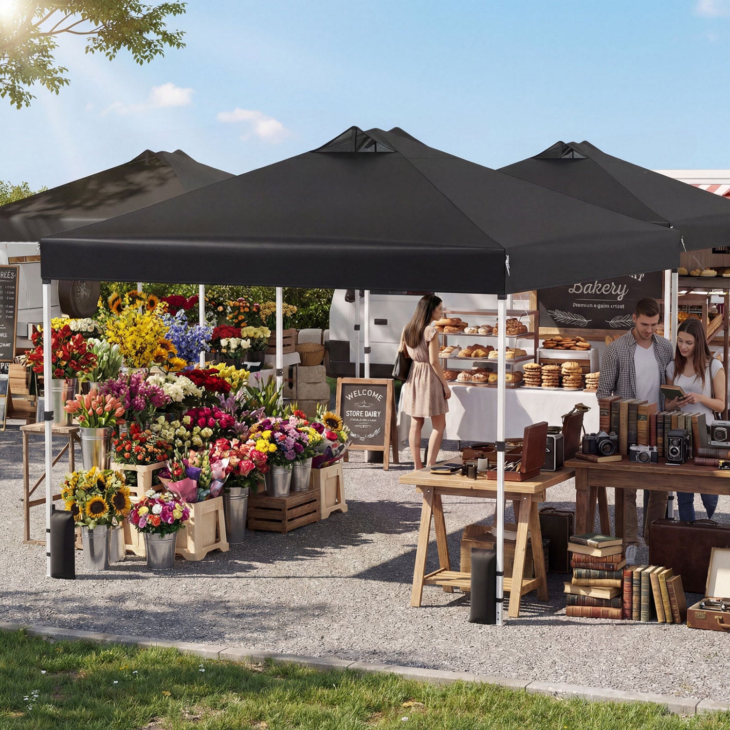 10 x 10 Feet Outdoor Commercial Pop Up Canopy Tent, Black Canopies at Gallery Canada