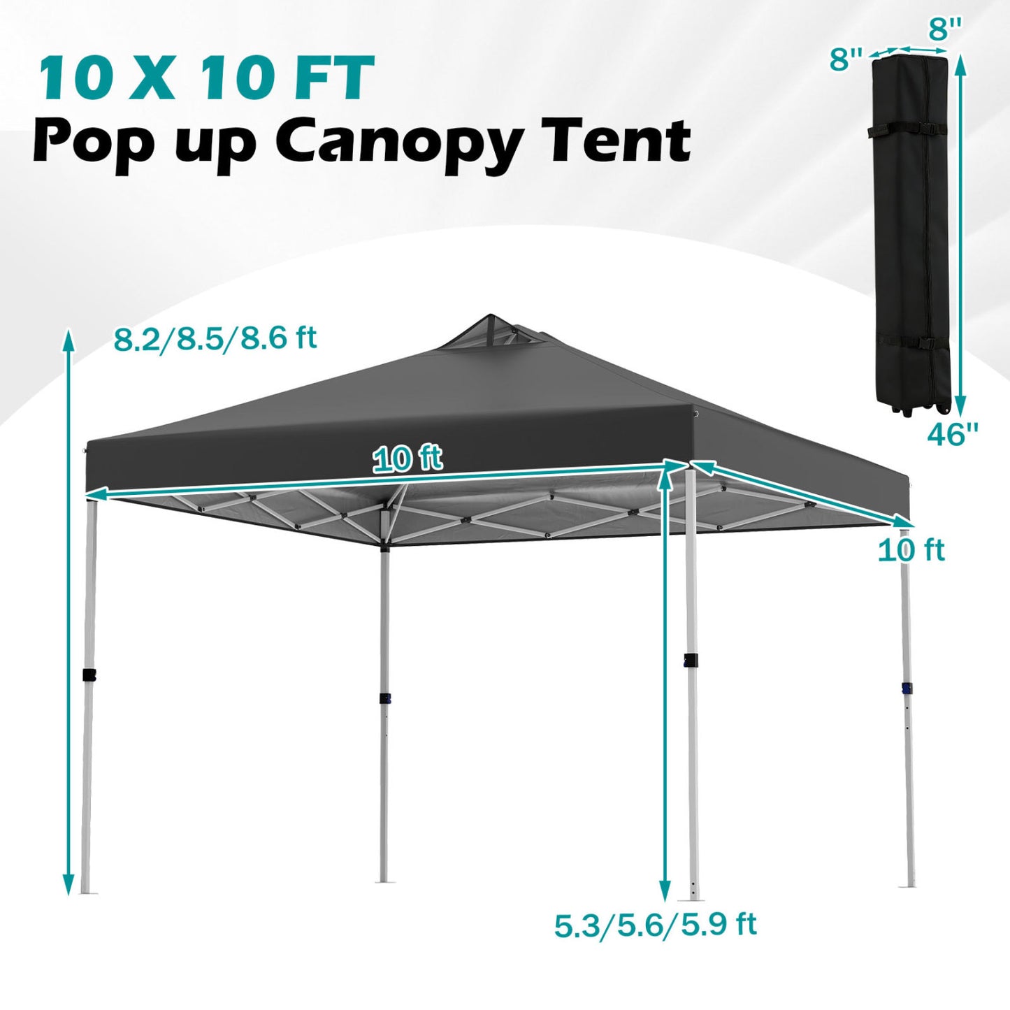 10 x 10 Feet Outdoor Commercial Pop Up Canopy Tent, Black Canopies at Gallery Canada