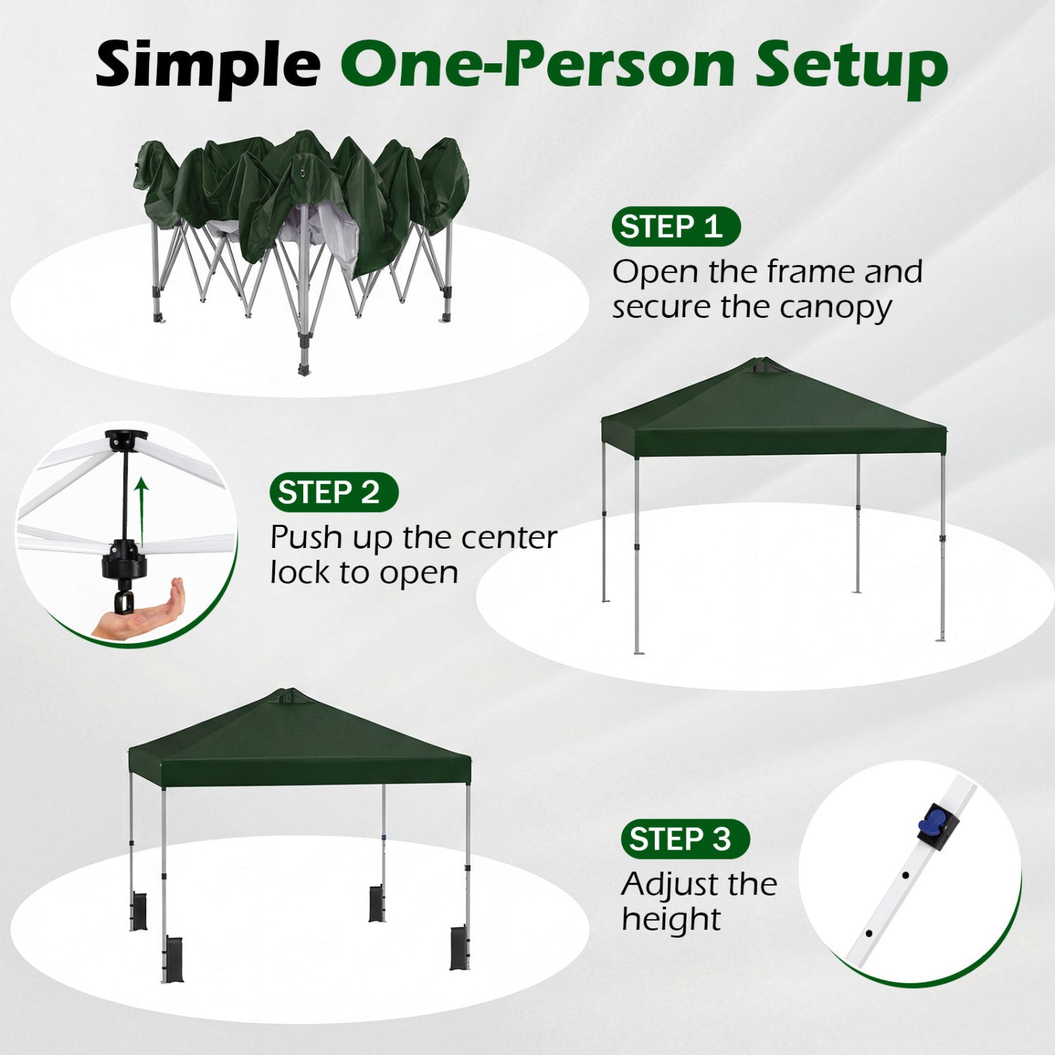 10x10 Feet Outdoor Commercial Pop Up Canopy Tent, Green Canopies at Gallery Canada