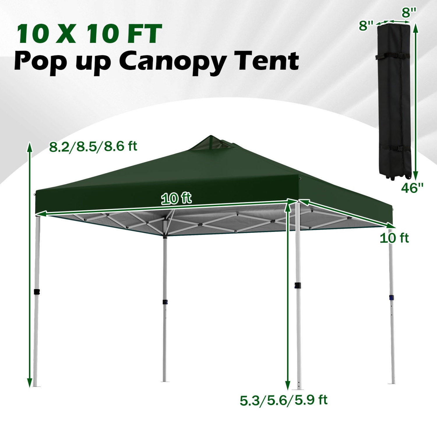 10x10 Feet Outdoor Commercial Pop Up Canopy Tent, Green Canopies at Gallery Canada