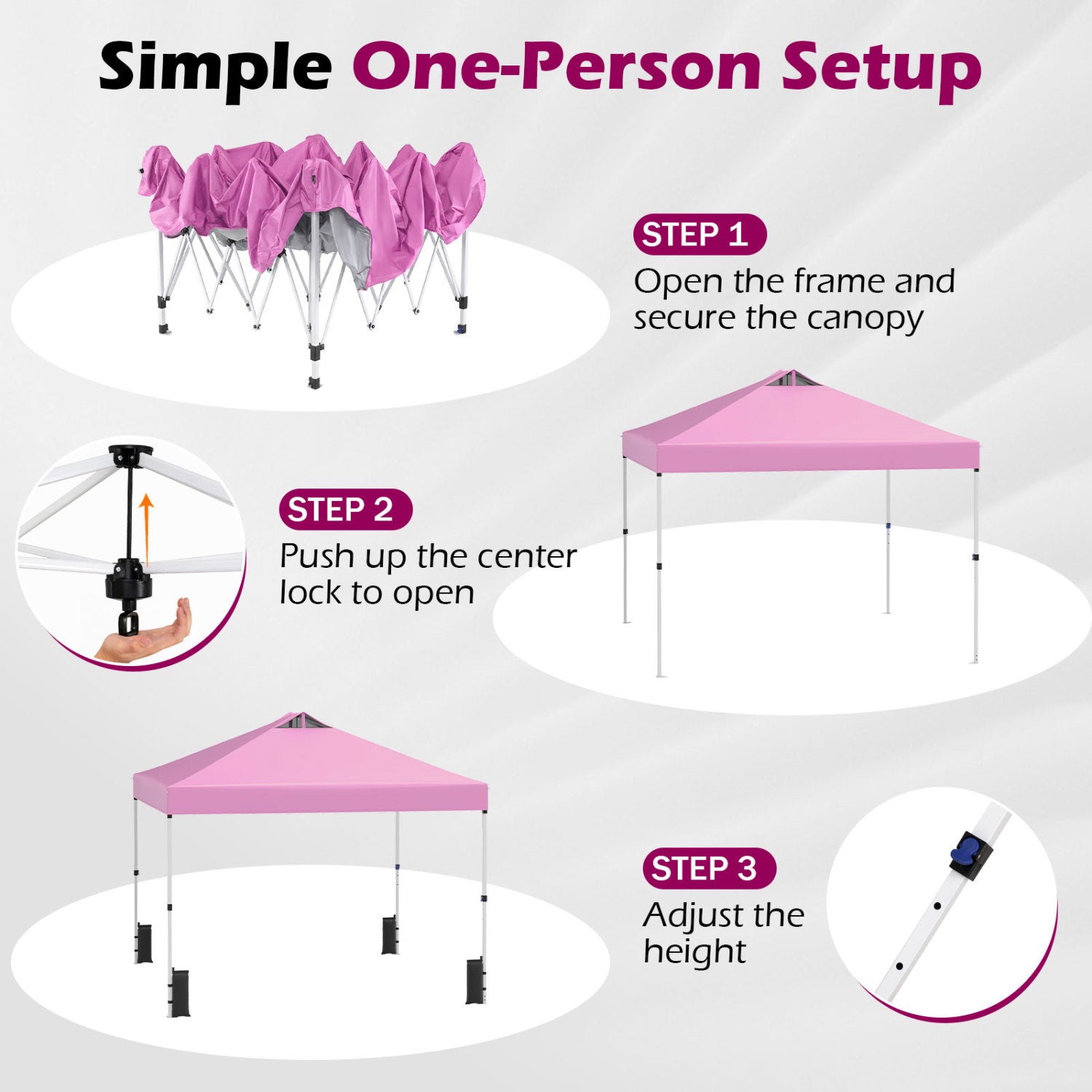 10 x 10 Feet Outdoor Commercial Pop Up Canopy Tent, Pink Canopies at Gallery Canada
