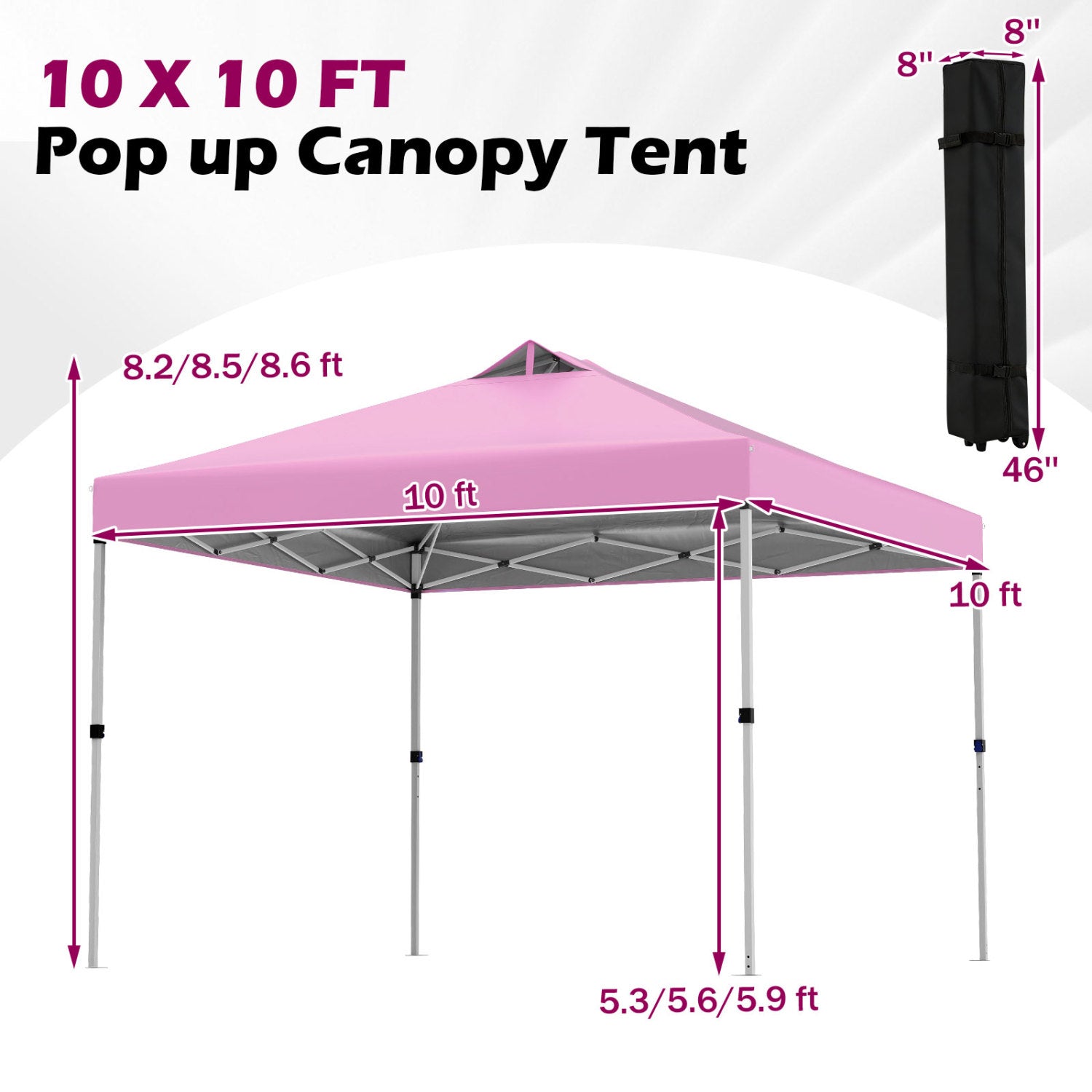 10 x 10 Feet Outdoor Commercial Pop Up Canopy Tent, Pink Canopies at Gallery Canada